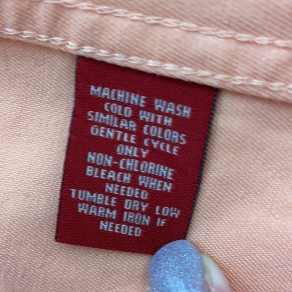 Chaps Cotton Peach Full Front Zip Closure Long Sleeve Denim Jacket - Picture 7 of 14